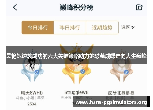 吴艳妮逆袭成功的六大关键策略助力她破茧成蝶走向人生巅峰 吴艳妮逆袭成功的六大关键策略助力她破茧成蝶走向人生巅峰