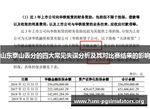 山东泰山丢分的四大常见失误分析及其对比赛结果的影响 山东泰山丢分的四大常见失误分析及其对比赛结果的影响